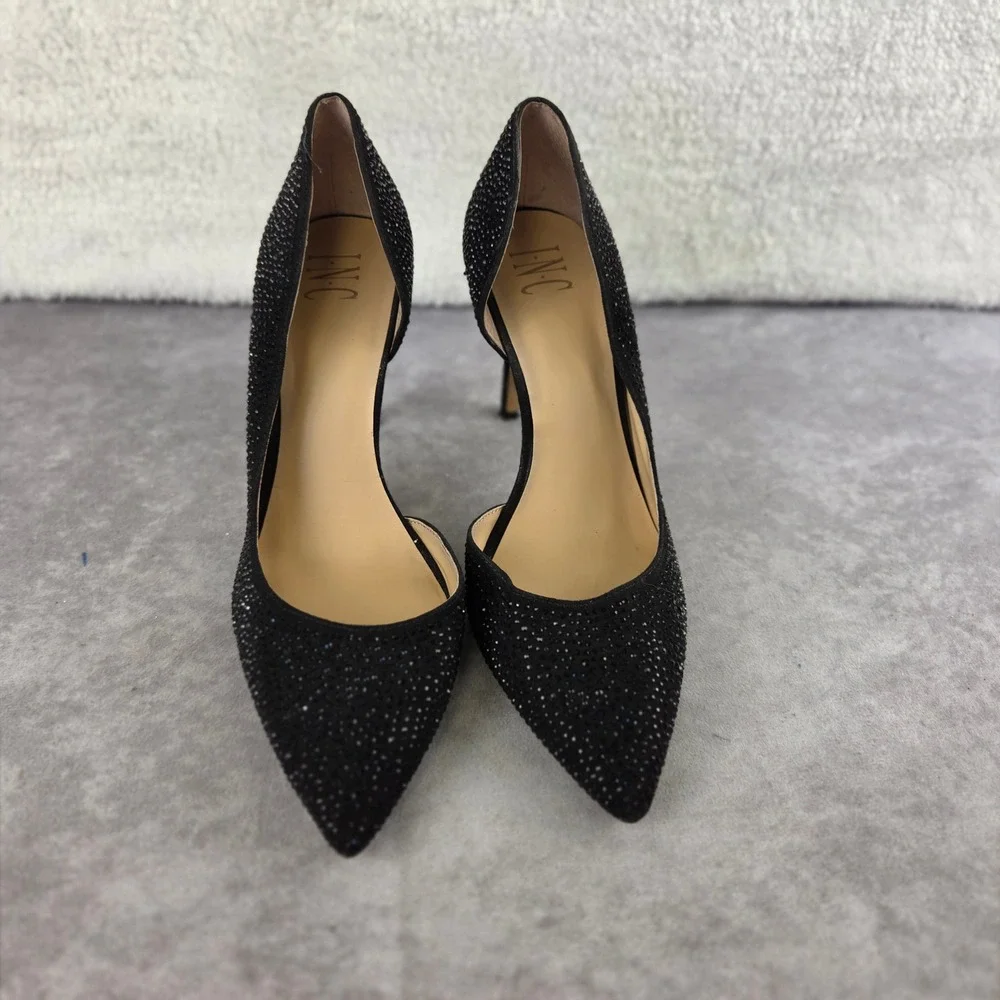 INC International Concepts Kenjaya4 Black Rhinestone d'Orsay Pumps Heels 10.5M